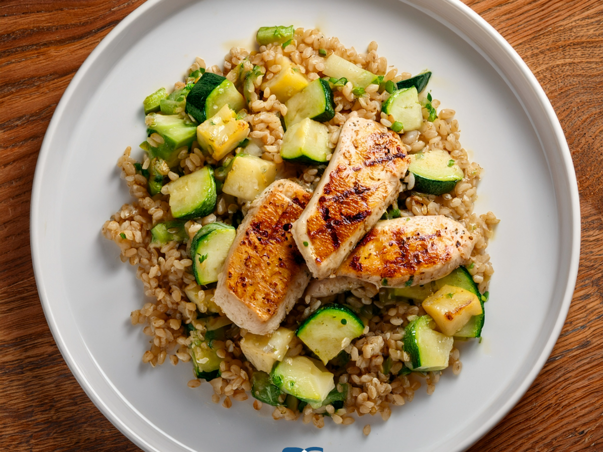 Orzo con pollo e&nbsp;zucchine